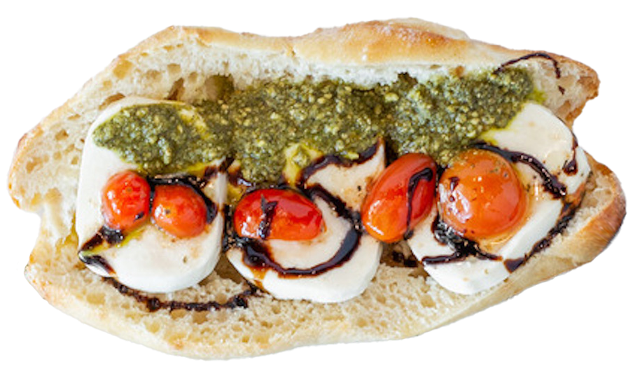 Caprese sandwich with mozzarella and pesto
